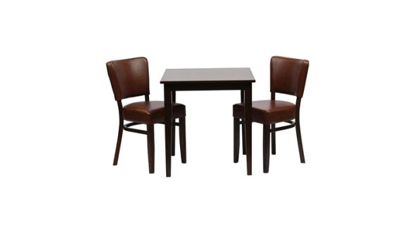 Everyday Pimlico Dining Table with 2 Oregon Chairs Set in Dark Walnut & Bison Espresso JA225