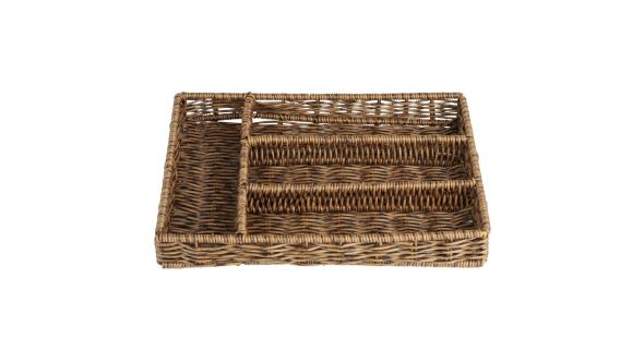 Olympia Polywicker Cutlery Organiser Dark Brown 340x250mm TU54003-DARK