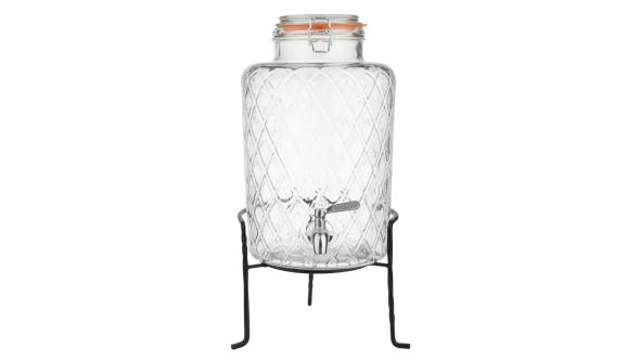 Olympia Geo Glass Clip-Top Drinks Dispenser with Wire Stand 8Ltr DSP1115