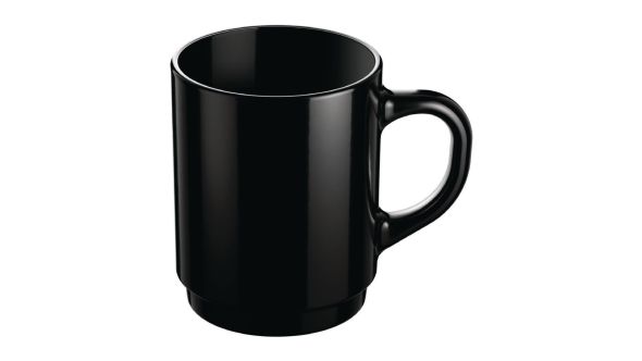 Arcoroc Opal Stackable Mugs Black 250ml (6 Pack) V9845