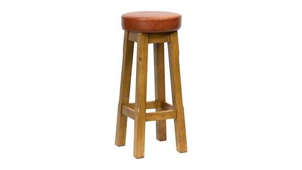 Everyday Wessex Weathered Oak High Stool with Bison Tan Seat (2 Pack) JF971