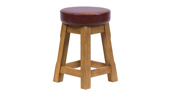Everyday Wessex Weathered Oak Low Stool with Bison Espresso Seat (2 Pack) JF985
