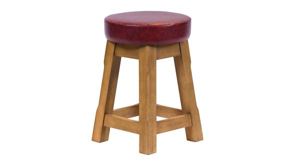 Everyday Wessex Weathered Oak Low Stool with Bison Bordeaux Seat (2 Pack) JF987
