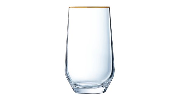 Cristal d'Arques Ultime Gold Band Hi Ball Glasses 400ml (8 Pack) P7632