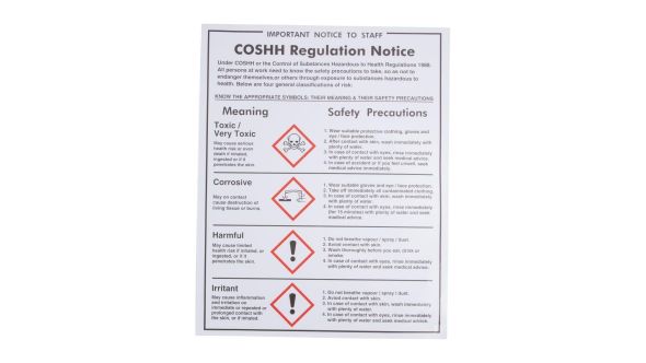 Vogue COSHH Regulations Sign