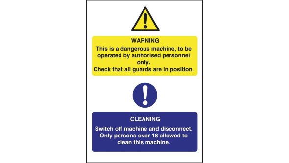 Vogue Dangerous Machine Cleaning Sign