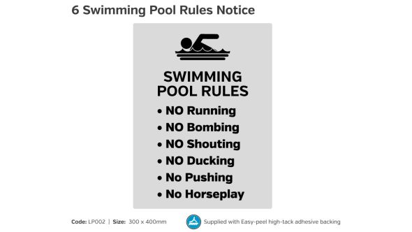 6 Swimming Pool Rules Notice - LP002