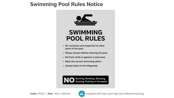 Swimming Pool Rules Notice - LP003