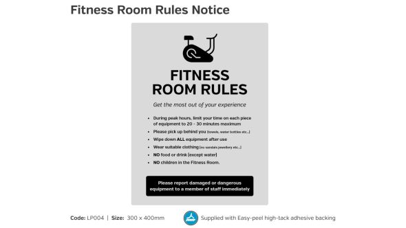 Fitness Room Rules Notice - LP004