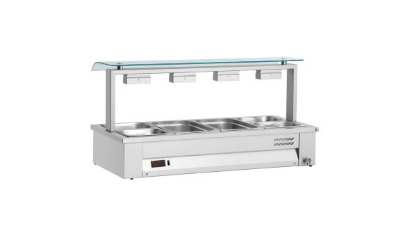 Inomak MEV614 Counter Top Bain Marie With Sneeze Guard 4x GN1/1