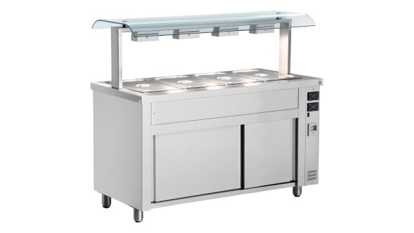 Inomak MRV714 Bain Marie With Double Sneeze Guard 4x GN1/1