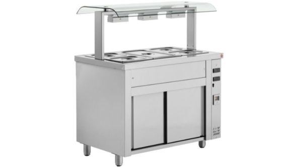 Inomak MRV711 Bain Marie With Double Sneeze Guard 3 x GN1/1