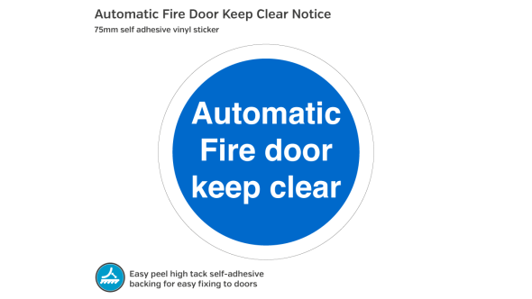 Automatic Fire Door Keep Clear - 75mm Vinyl Sticker