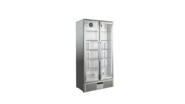 Prodis NT20ST-LE Hinged Glass Double Door Stainless Steel Upright Bottle Cooler, 560 Litres