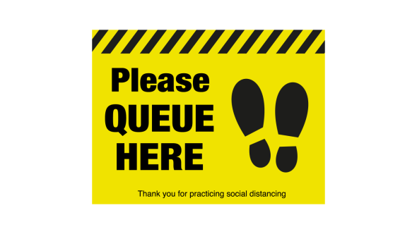 Please queue here with symbol distancing floor graphic - SD040