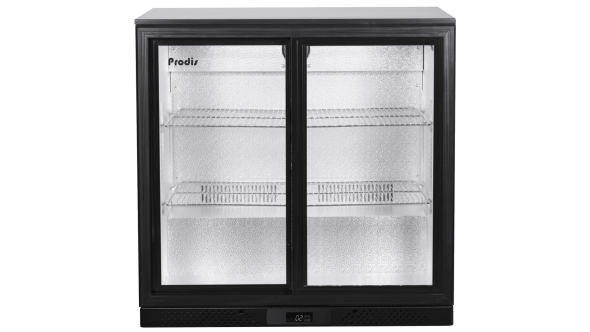 Prodis NT2BS-LE Low Energy Double Sliding Door Black Bottle Cooler 181L