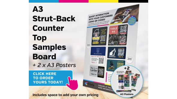 Full Colour QR Code Showroom Promotional Strut-Back & Posters