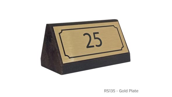 Rustic Wooden Table Number - with gold plate