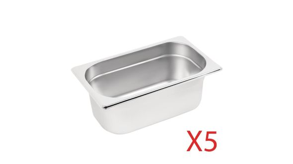 Vogue Stainless Steel Gastronorm Container Kit 1/4 (5 pack)