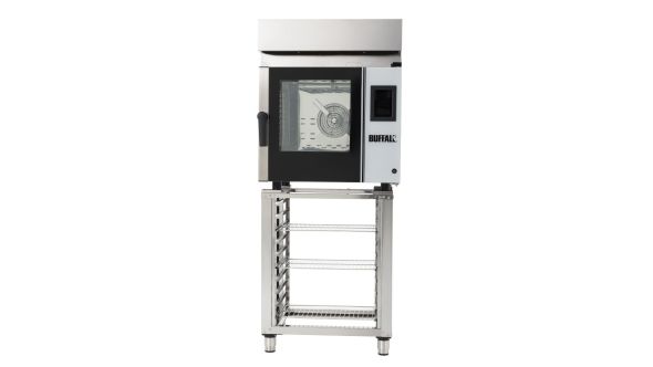 Buffalo Freestanding Smart Touchscreen Compact Combi Oven 6 x GN 1/1 with Installation Kit & Extraction Hood