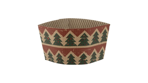 Fiesta Recyclable Christmas Cup Sleeves for 12oz Hot Cups (100 Pack)