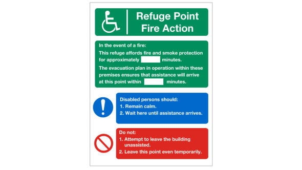 Disabled Refuge Point Fire Action Notice – A5 Self Adhesive Vinyl