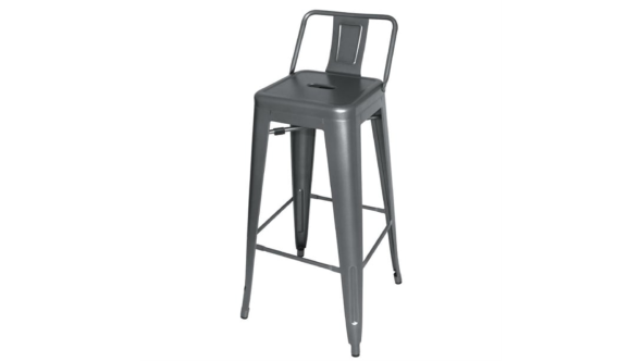 Bolero Bistro High Stool With Backrest Gun Metal (4 Pack) DM935