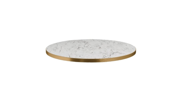 Everyday Omega Round Laminate Table Top White Carrara Marble 700mm HS762