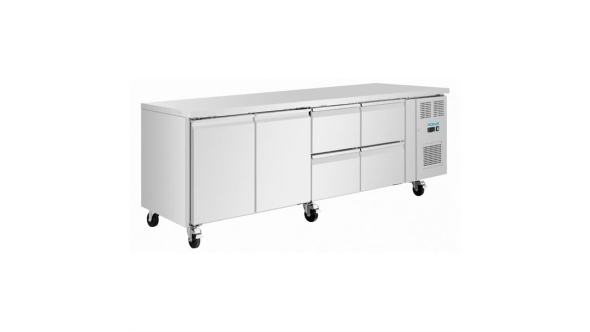 Polar U-Series Counter Fridge 4 Drawers & 2 Door