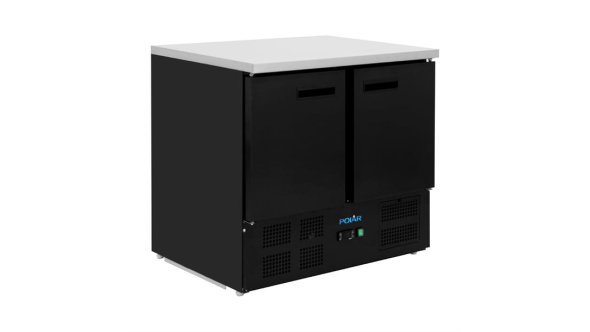 Polar G-Series Double Door Counter Fridge Black 240Ltr