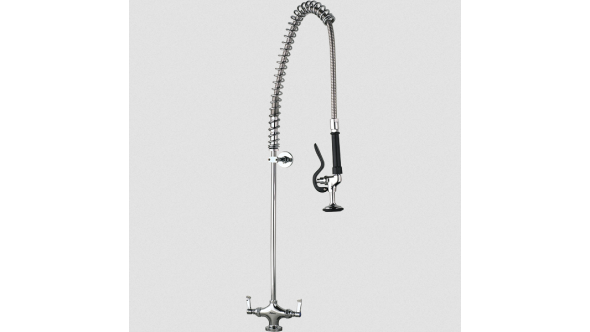 Aquajet AJPR20 Single Pedestal - Twin Feed - Deck Mounted Pre-Rinse