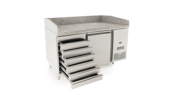 Atosa EPF3490GR Single Door with Drawers Granite Top Salad Preparation Counter Table, 125 Litres