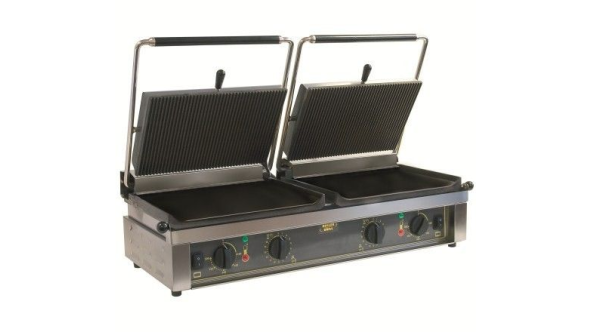 Roller Grill D'PANINI L Large Double - Ribbed Top & Flat Base Plates Contact Grill