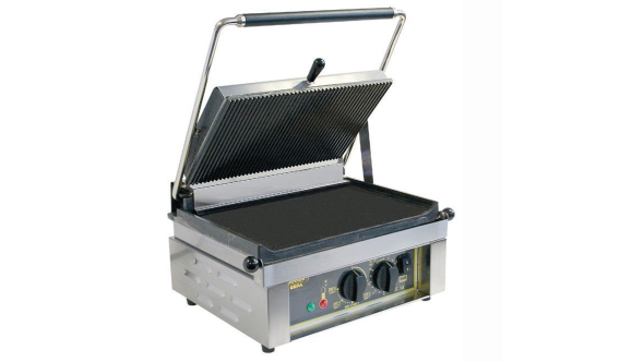 Roller Grill PANINI L Large Single - Ribbed Top & Flat Base Plates Contact Grill