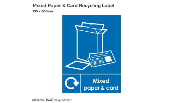 Mixed Paper & Card Recycling Label - Vinyl Sticker