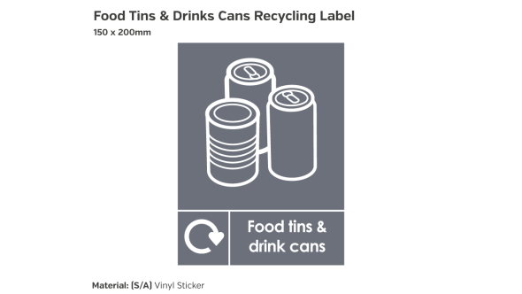 Food Tins & Drink Cans Recycling Label - Vinyl Sticker