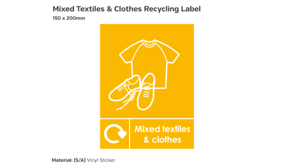 Mixed Textiles & Clothes Recycling Label - Vinyl Sticker