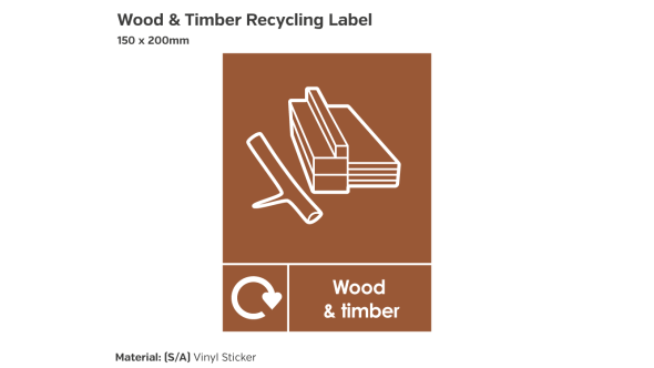 Wood & Timber Recycling Label - Vinyl Sticker