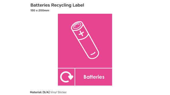 Batteries Recycling Label - Vinyl Sticker