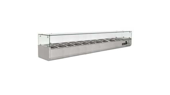 Blizzard TOP2000-14CR 2m Glass Canopy 1/4 Gastronorm Prep Top 