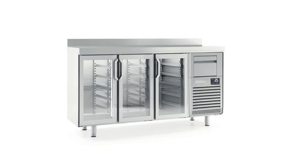 Infrico FMPP2000CR Triple Glass Door Tall Back Bar Refrigerated Counter With Upstand