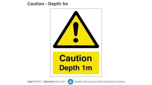 Caution Depth 1 Metre Swimming Pool Safety Notice - SPS010