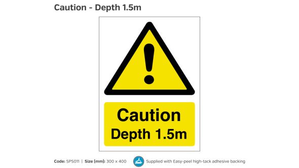 Caution Depth 1.5 Metre Swimming Pool Safety Notice - SPS011