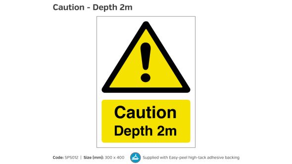 Caution Depth 2 Metre Swimming Pool Safety Notice - SPS012