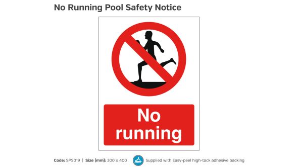 No Running Swimming Pool Safety Notice - SPS019