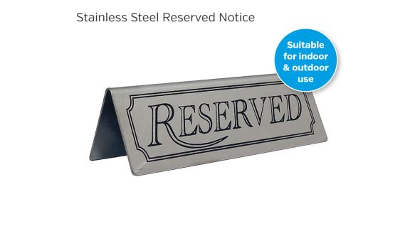 Stainless Steel Reserved Table Notice