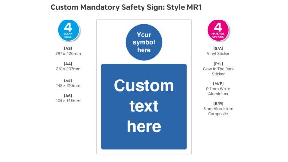 Custom made Mandatory Safety Sign - Style MR1