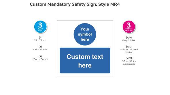 Custom made Mandatory Safety Sign - Style MR4
