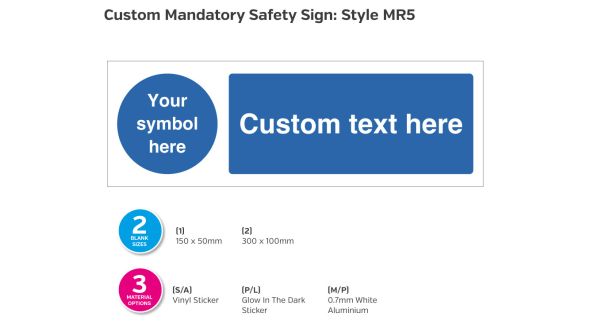 Custom made Mandatory Safety Sign - Style MR5