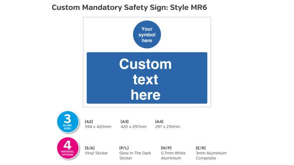 Custom made Mandatory Safety Sign - Style MR6